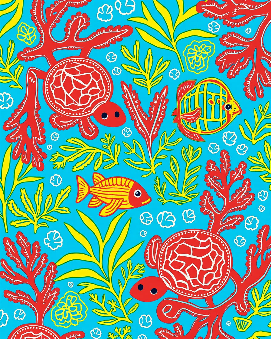 Sea Turtle Fish Coral Collection Rug