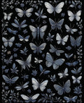 Gray Butterfly Floral Pattern Design Rug