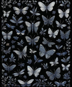 Gray Butterfly Floral Pattern Design Rug