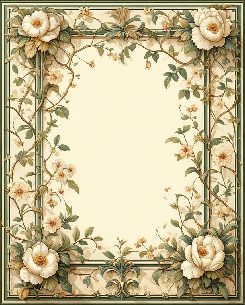 Floral Vines Elegant Border Design Rug