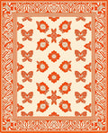 Orange Floral Butterfly Border Pattern Rug