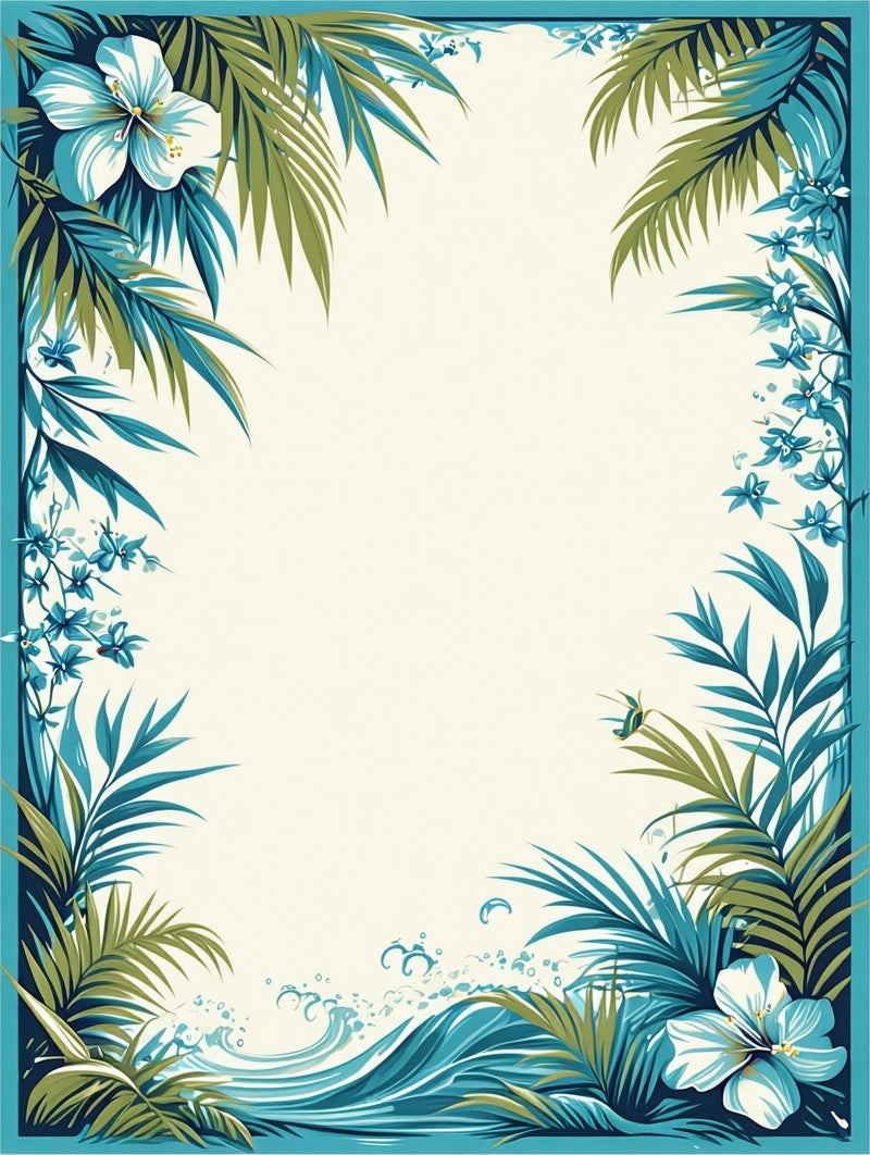 Tropical Floral Border Design Rug