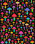 Psychedelic Mushroom Pattern Rainbow Rug