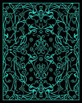 Abstract Teal Floral Swirl Design Rug