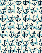 Nautical Anchor Wave Pattern Rug