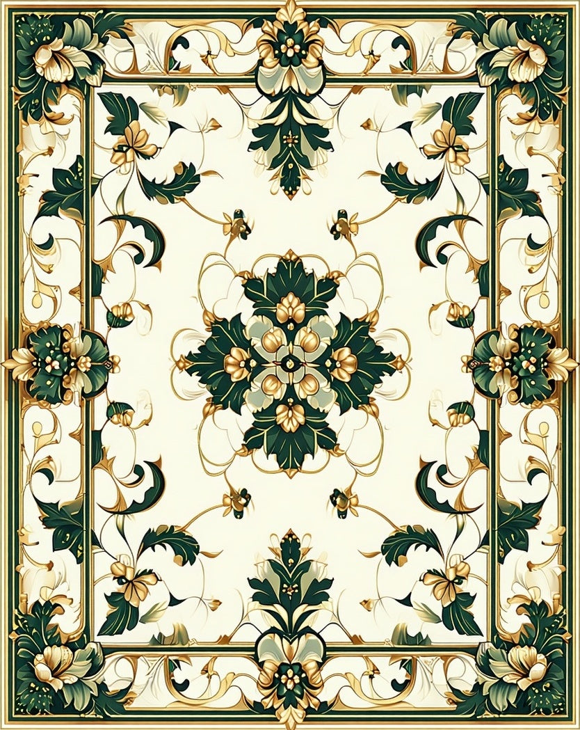 Elegant Floral Vine Motif Rug