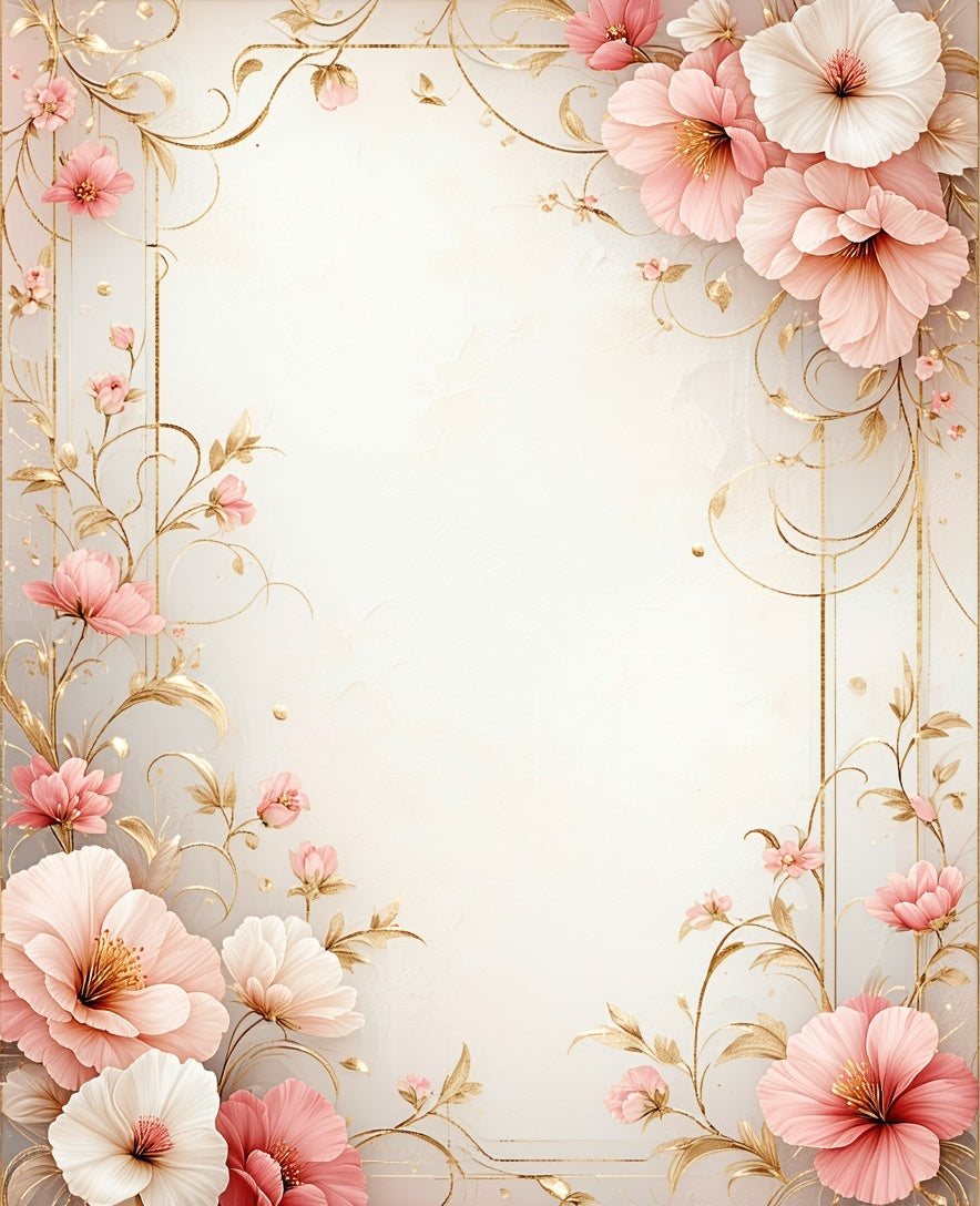 Elegant Floral Swirl Gold Accent Rug