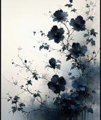 Dark Floral Vine Painting Style Rug
