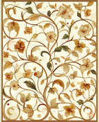 Vintage Floral Scrollwork Nature Pattern Rug