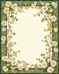 White Floral Branch Frame Design Rug