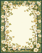 White Floral Branch Frame Design Rug