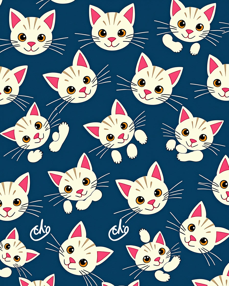 Playful White Kittens On Navy Background Rug