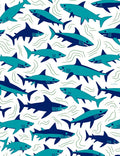 Marine Blue Teal Shark Pattern Rug