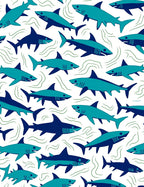 Marine Blue Teal Shark Pattern Rug