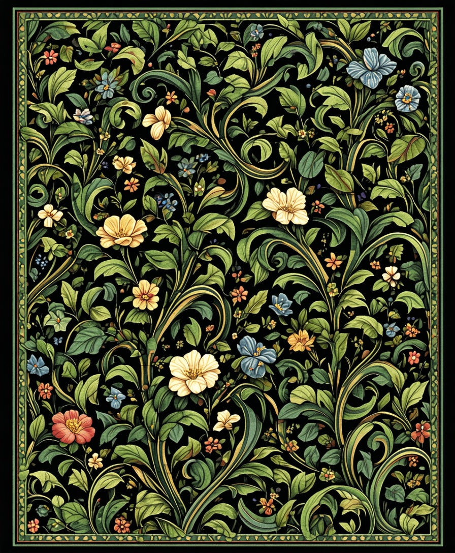 Intricate Floral Vine Pattern Rug