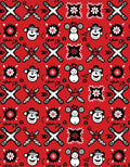 Red White Black Snowman And Star Rug