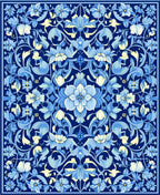 Splendid Blue Floral Meadow Pattern Rug