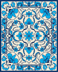 Elegant Blue Floral Art Nouveau Rug