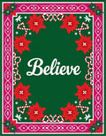 Festive Pink Holly Poinsettia Ribbon Rug