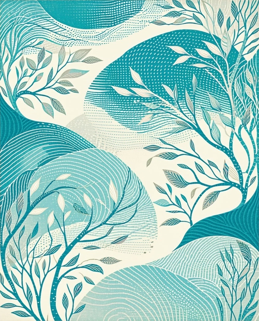 Abstract Floral Wave Pattern Rug