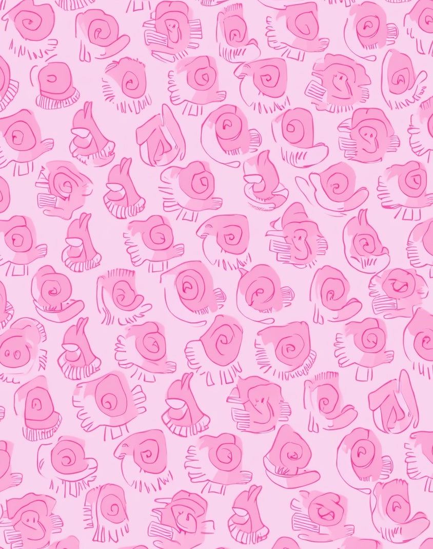 Pink Doodle Shell Pattern Rug