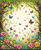 Floral Butterfly Meadow Design Rug