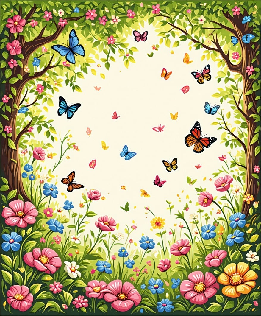 Floral Butterfly Meadow Design Rug