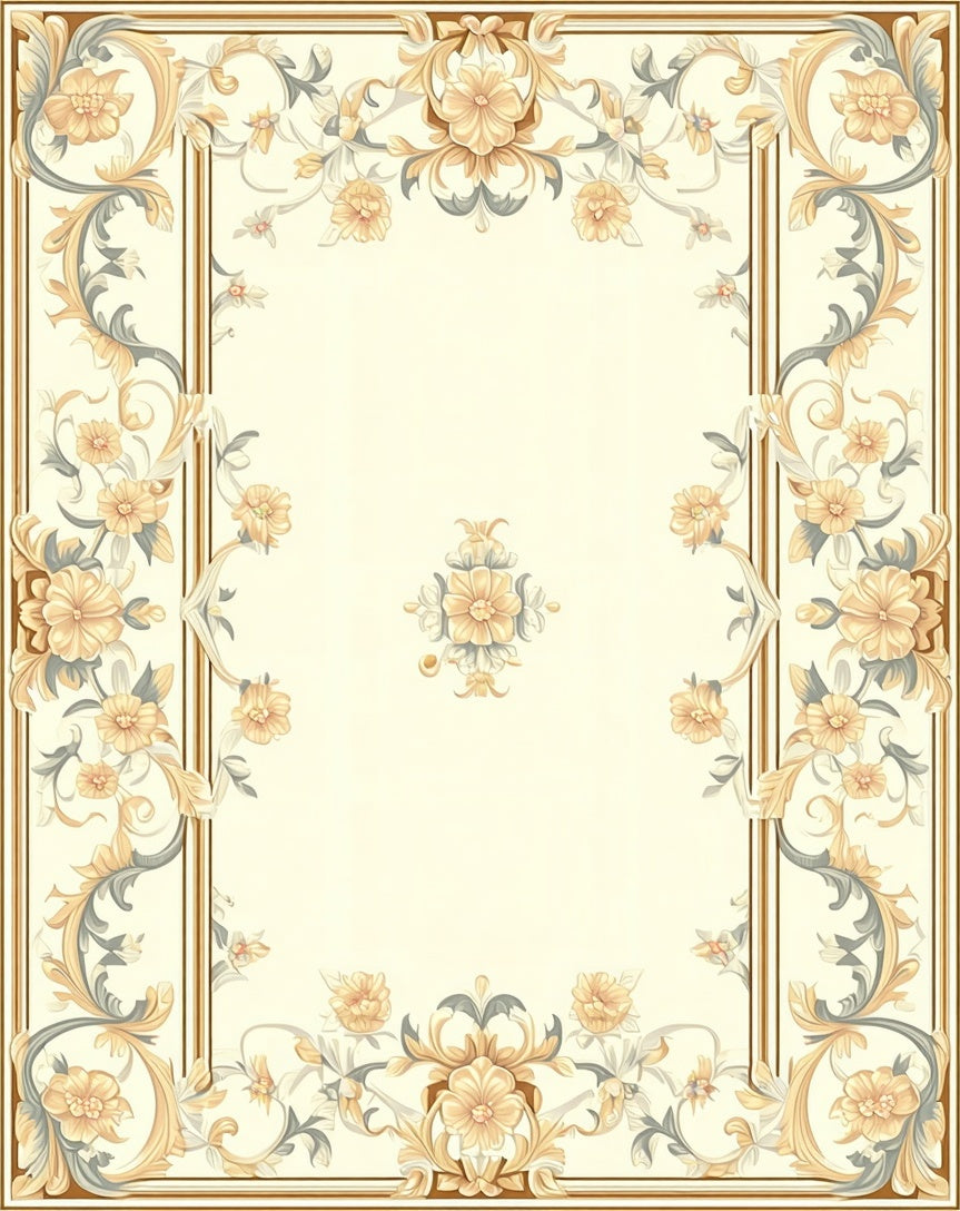 Elegant Floral Vine Motif Rug