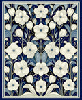 Art Nouveau Floral Indigo Pattern Rug