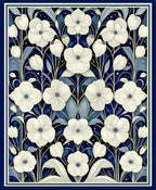 Art Nouveau Floral Indigo Pattern Rug