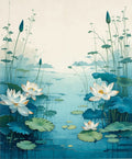 Serene Water Lily Pond Scene Rug