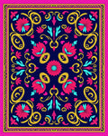 Vibrant Floral Swirls Pattern Rug