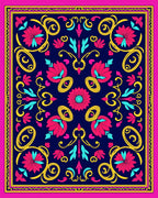 Vibrant Floral Swirls Pattern Rug