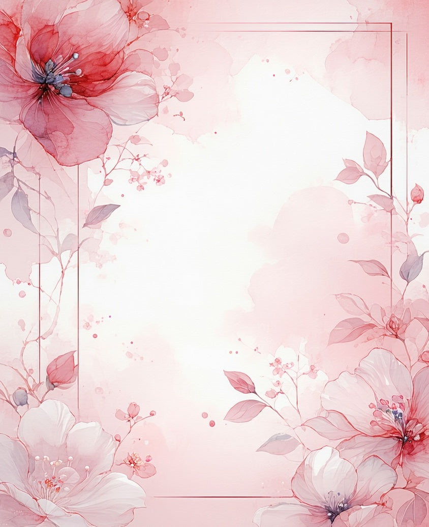 Blush Pink Watercolor Floral Vines Rug