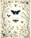 Elegant Floral Insect Scrollwork Design Rug