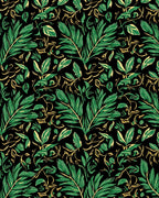 Exotic Green Leaf Pattern Design Rug