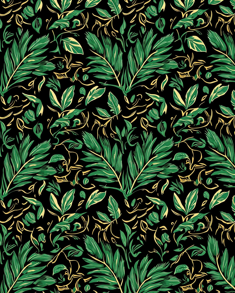 Exotic Green Leaf Pattern Design Rug