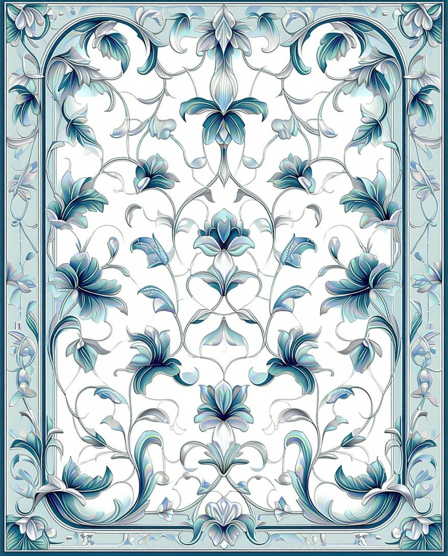 Art Nouveau Floral Scroll Pattern Rug
