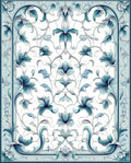 Art Nouveau Floral Scroll Pattern Rug