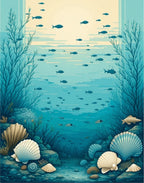 Underwater Scene Fish Coral Seashells Rug