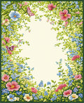 Vibrant Floral Garden Whimsical Butterflies Rug