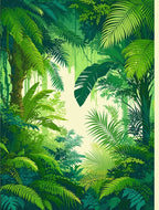 Lush Tropical Forest Leafy Pattern Rug