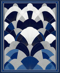 Art Deco Fan Pattern Navy Gray Rug