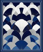Art Deco Fan Pattern Navy Gray Rug