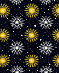 Dark Sky Golden White Snowflakes Rug