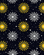Dark Sky Golden White Snowflakes Rug