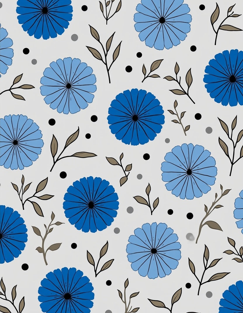 Dazzling Blue Floral Pattern Design Rug
