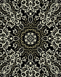 Intricate Floral Mandalas Black and Gold Design Rug