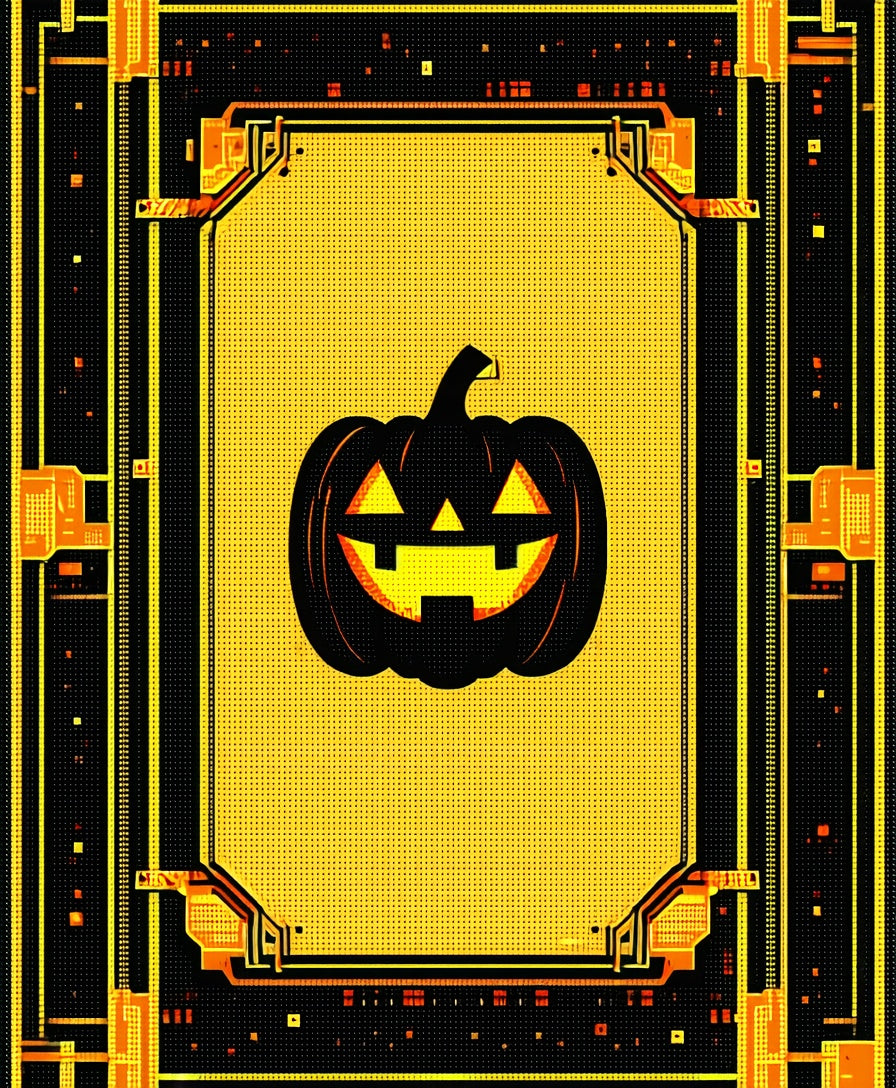 Spooky Pumpkin Circuit Board Design Rug