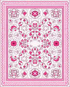 Pink Floral Mandala Border Pattern Rug